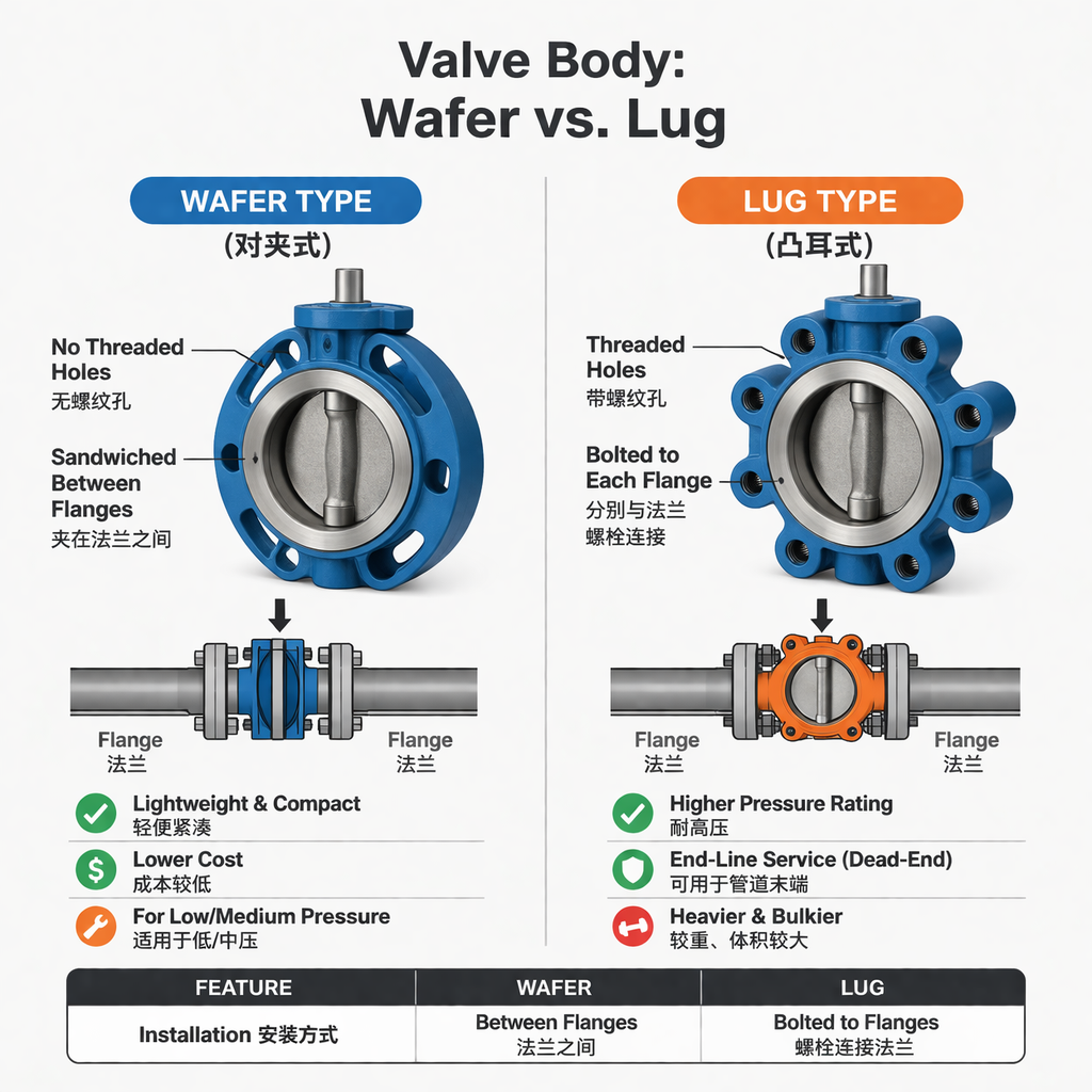 2.Valve Body Wafer vs. Lug